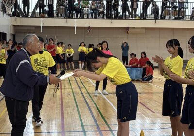 競技中の表彰式